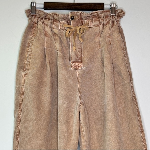 Free People Margate Paperbag Waist Pleated Trouser Pants Cream Ivory Size S - Picture 9 of 12